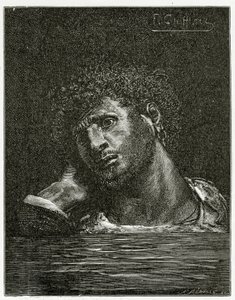 Death of Giliath - illustration från 1800-talets sjöarbetare (bw-gravyr)